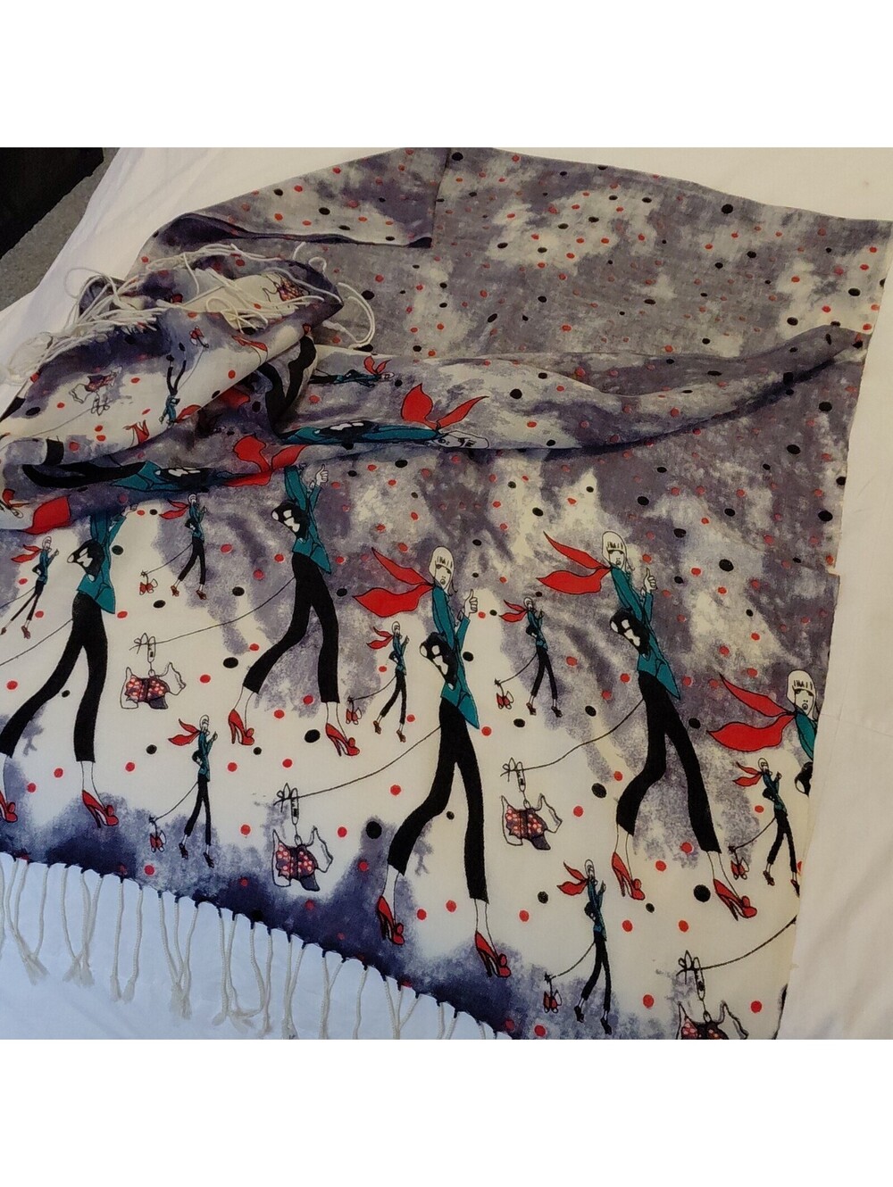 Bridget Davies Scarf Multicolor Excellent Condition 24×68 Rectangle Fringe  #937